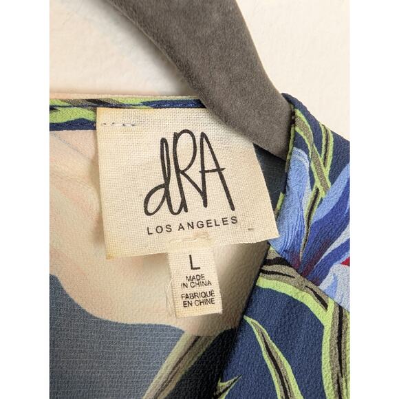 Anthropologie d.RA Maxi Dress Santorini Floral Tropical Boho Blue Cream Size L - Picture 11 of 13